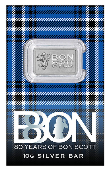 2026 Bon Scott 80th Anniversary 10g Silver Minted Bar in Certi Card