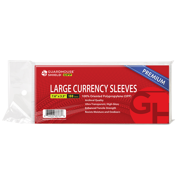 Guardhouse Shield - Large Currency Banknote Sleeves - Premium OPP - Pack of 100
