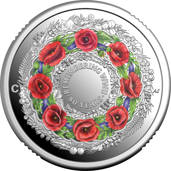 2025 Remembrance Day '80th Anniversary WWII - Poppy Wreath' $2 'C' Mintmark Silver Proof Coin