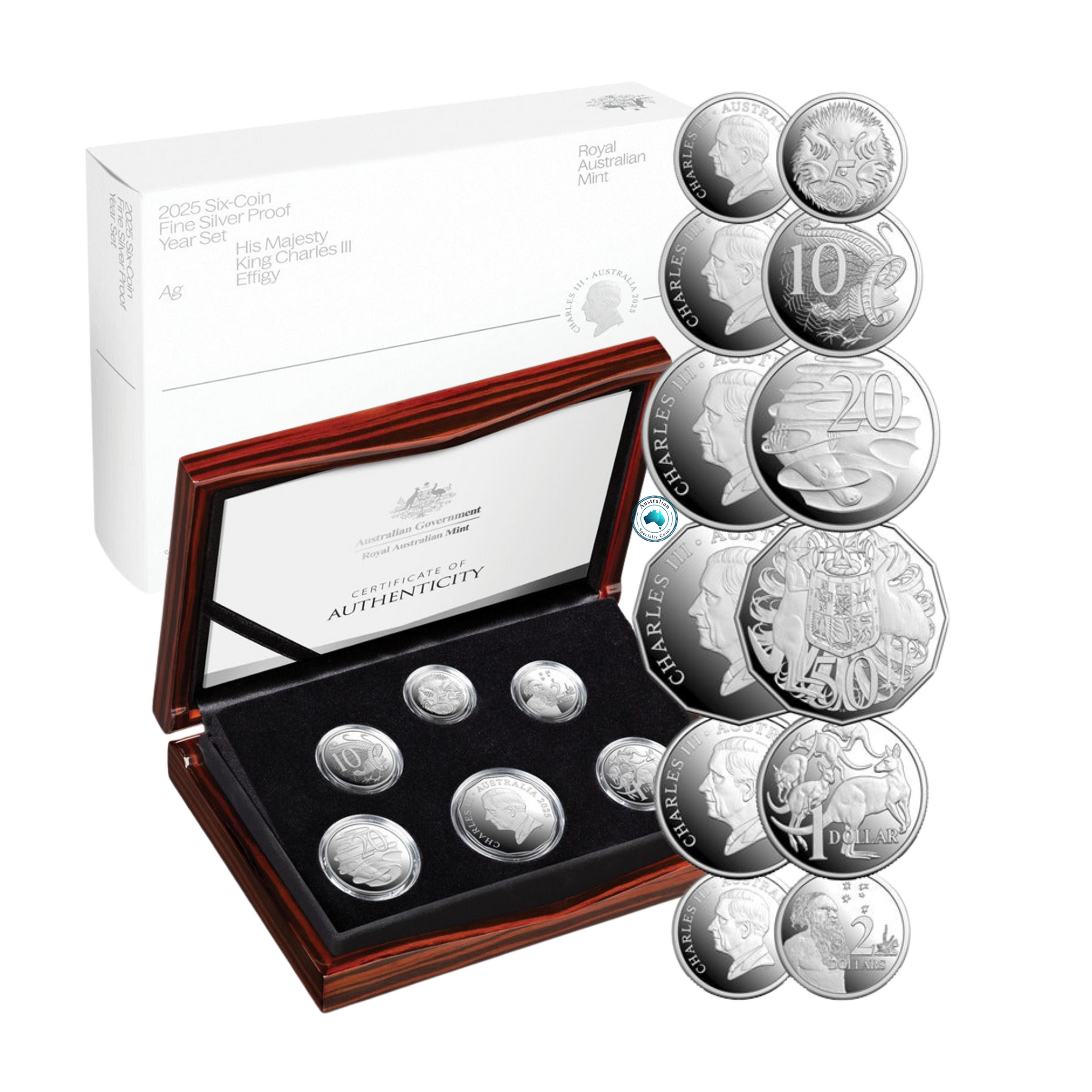 2025 HM King Charles III Six Coin Silver Proof Year Set