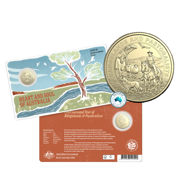 2026 Heart & Soul of Australia $1 Uncirculated Coin on Card