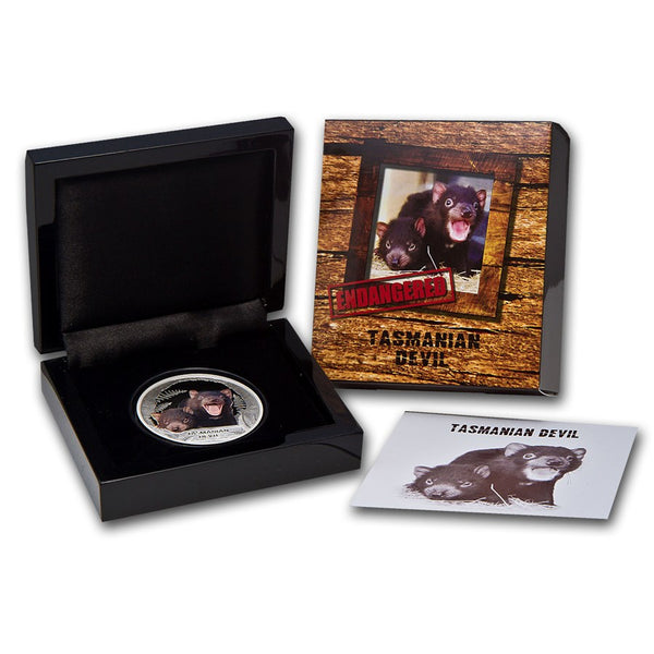 2013 Endangered Species 'Tasmanian Devil' 1oz Silver Coloured Proof Coin