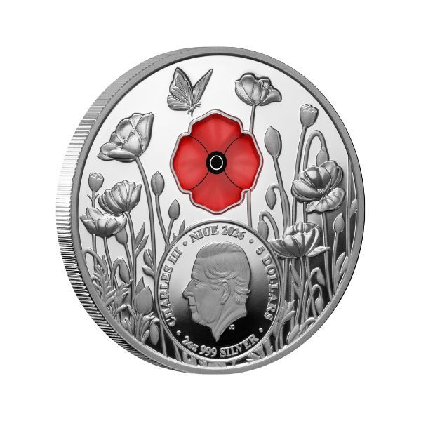 2026 Red Poppy Window 2oz Silver Proof $5 Coin