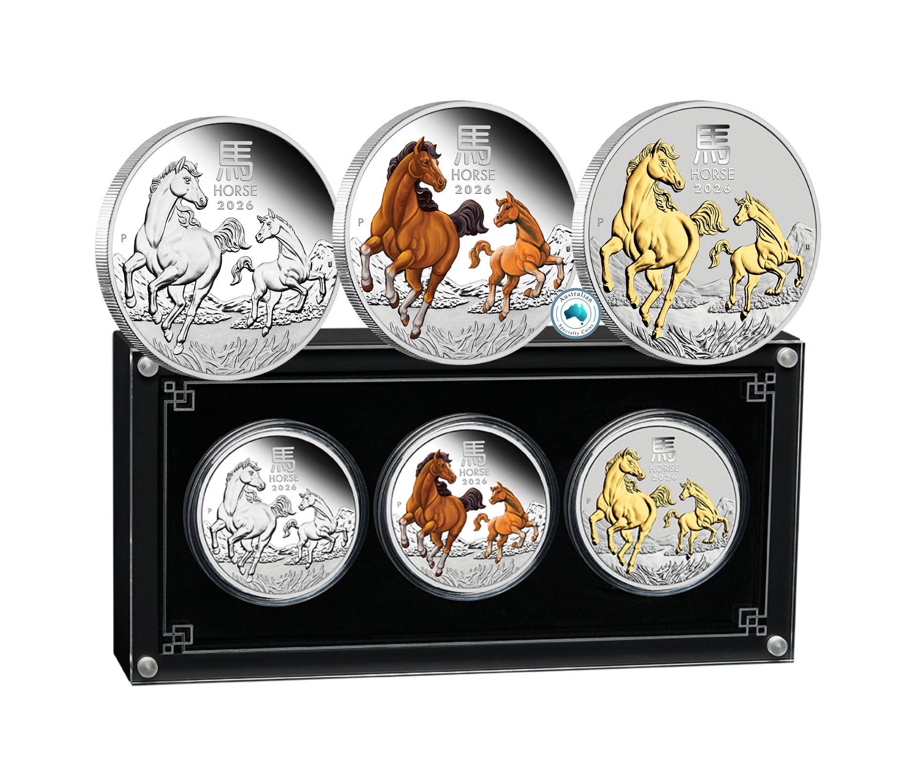 2026 Australian Lunar Series III Year of the Horse 1oz Silver Trio