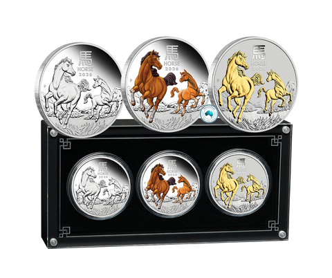 2026 Australian Lunar Series III Year of the Horse 1oz Silver Trio