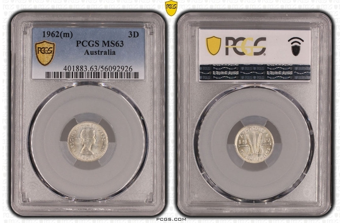 1962-M Australian Threepence PCGS Grade: MS63