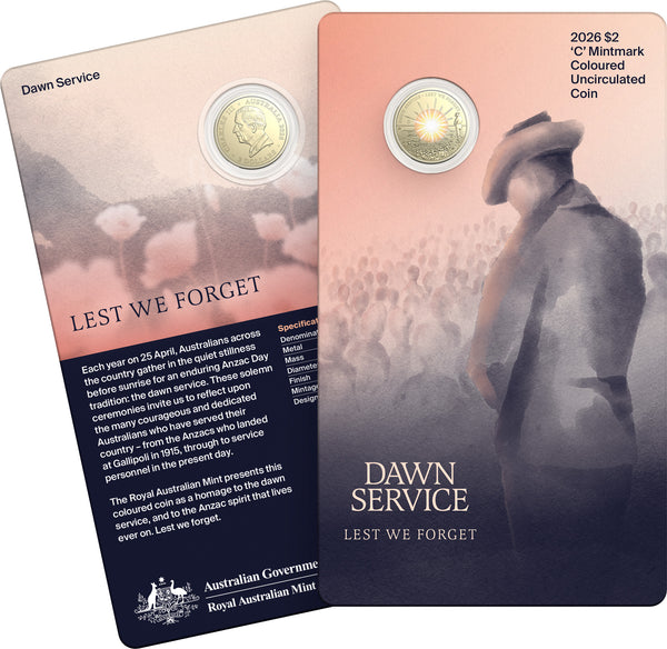 2026 Dawn Service $2 'C' Mintmark Coin on Card