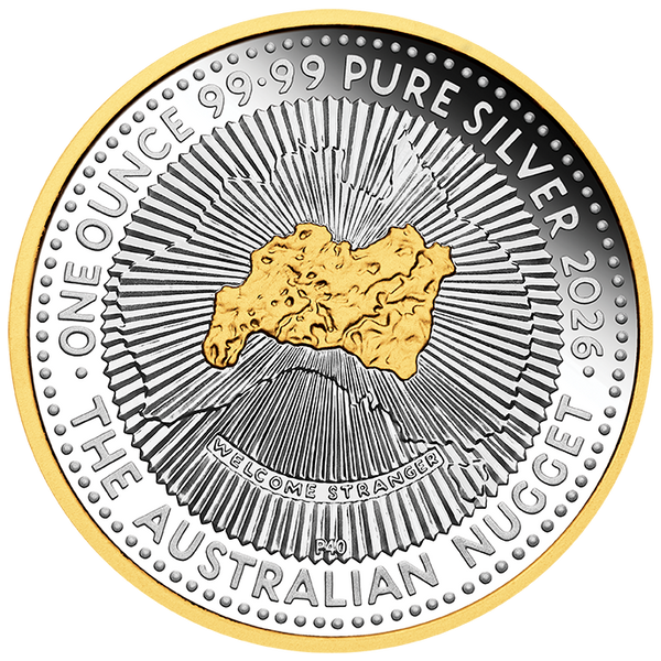 2026 Australian Nugget 40th Anniversary 1oz Silver Proof Gilded Coin