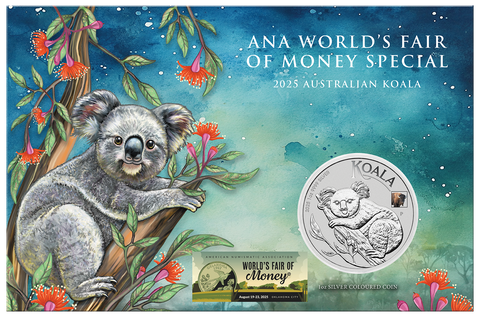 2025 ANA Coin Show Special 'Australian Koala with 
Bison Privy' 1oz Silver 
Coloured Coin