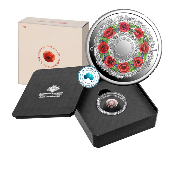 2025 Remembrance Day '80th Anniversary WWII - Poppy Wreath' $2 'C' Mintmark Silver Proof Coin