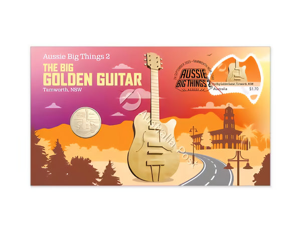 2025 Aussie Big Things 2 The Big Golden Guitar $1 Coin Postal Numismatic Cover