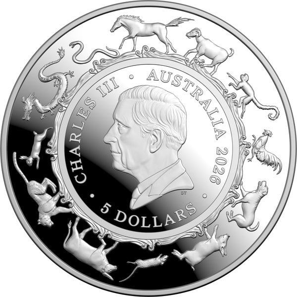 2026 Year of the Horse $5 Domed Fine Silver Proof Coin