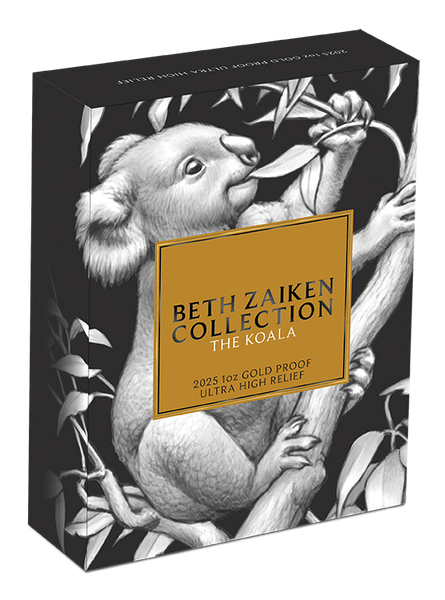2025 Beth Zaiken Collection The Koala 1oz Gold Proof Ultra High Relief Coin