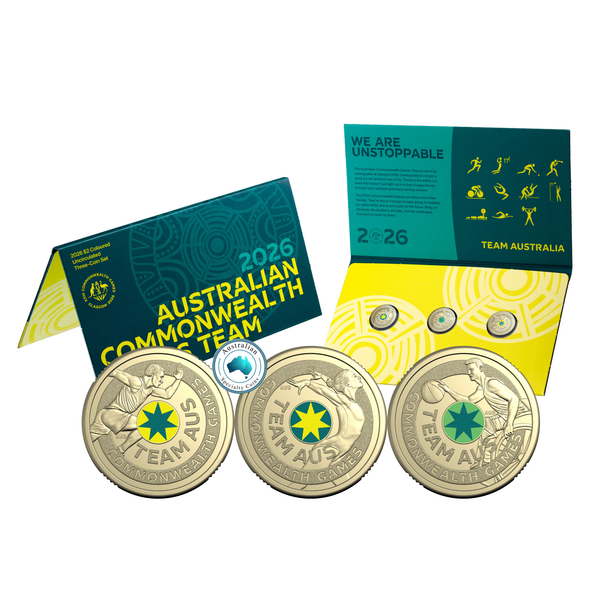 2026 Australia Commonwealth Games Team $2 Colour Aluminium-Bronze 3-Coin Uncirculated Set