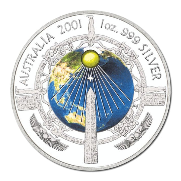 2001 Australia Millennium 1oz Silver Coloured Proof Coin