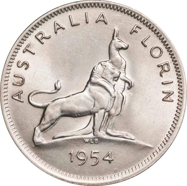 1954-M Australian 'Royal Visit' Florin PCGS Grade: AU58