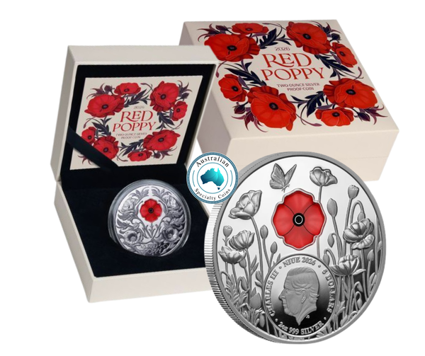 2026 Red Poppy Window 2oz Silver Proof $5 Coin