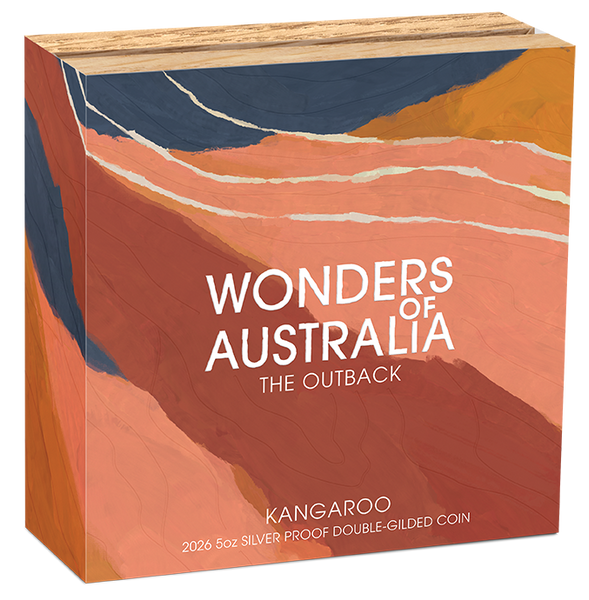 2026 Wonders of Australia 5oz Silver Proof Double Gilded Coin