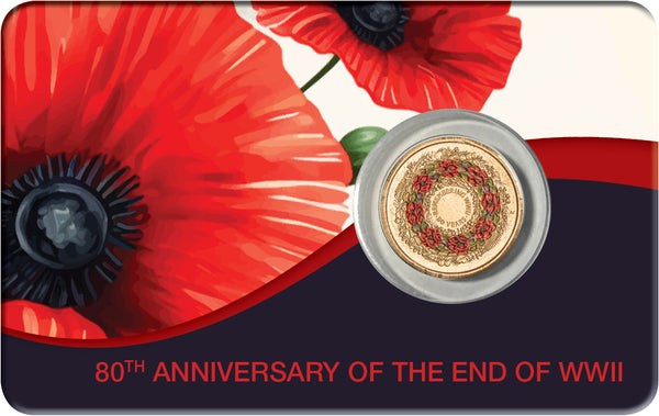 2025 Remembrance Day '80th Anniversary WWII - Poppy Wreath' $2 Carded Coin