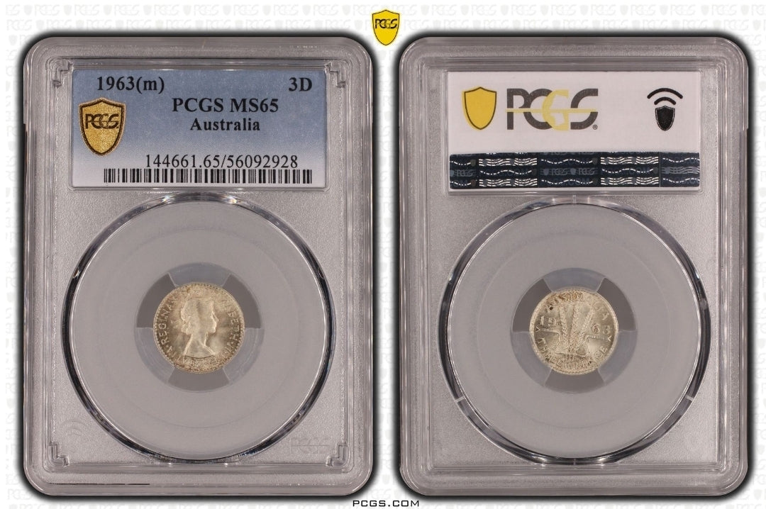 1963-M Australian Threepence PCGS Grade: MS65