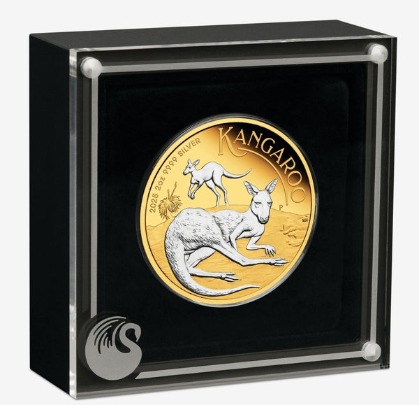 2025 Australian Kangaroo $2 Gold-plated 2oz Silver Proof Coin