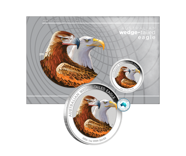 2026 Australian Wedge-Tailed Eagle 1oz Silver Coloured Coin