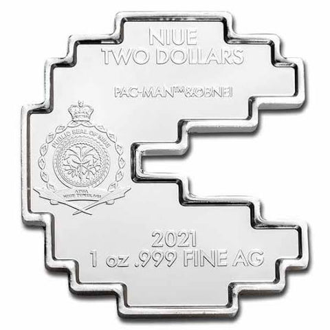2021 Pac-Man 'Pixel' $2 1oz Silver Coin BU