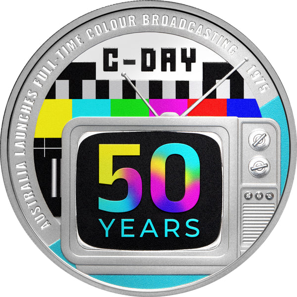 2025 Colour Television in Australia 1oz Silver Coloured Proof Coin