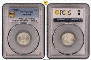1963-M Australian Sixpence PCGS Grade: MS62