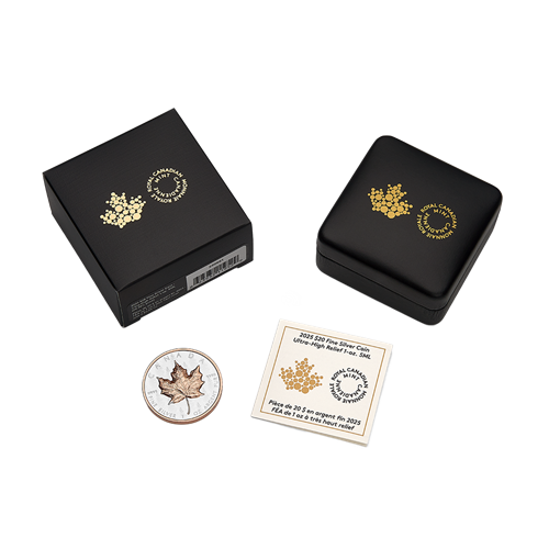 2025 Royal Canadian Mint 1oz Silver Mapel Leaf High Relief Coin