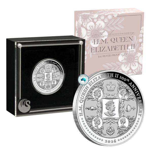 2026 Queen Elizabeth II 100th Birthday 1oz Fine Silver Proof Coin