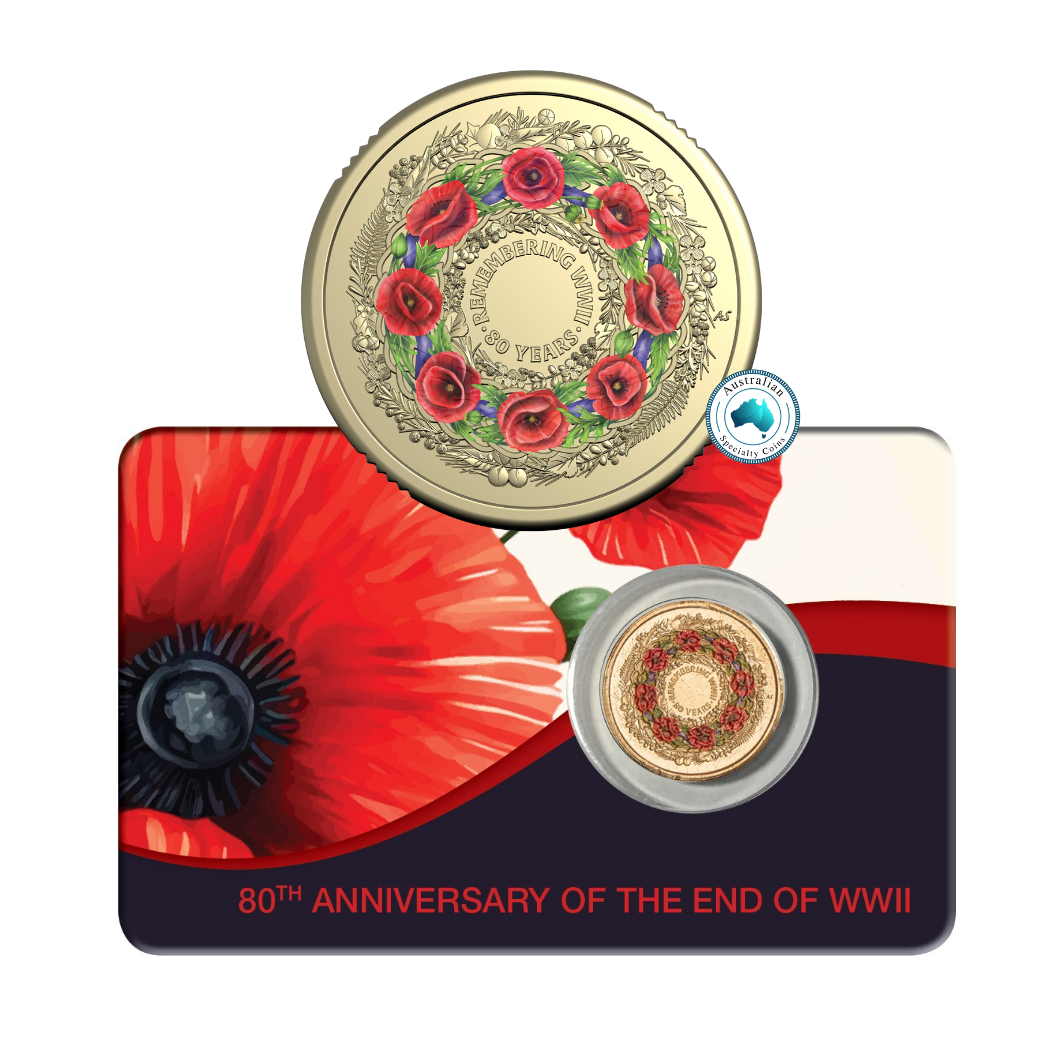 2025 Remembrance Day '80th Anniversary WWII - Poppy Wreath' $2 Carded Coin