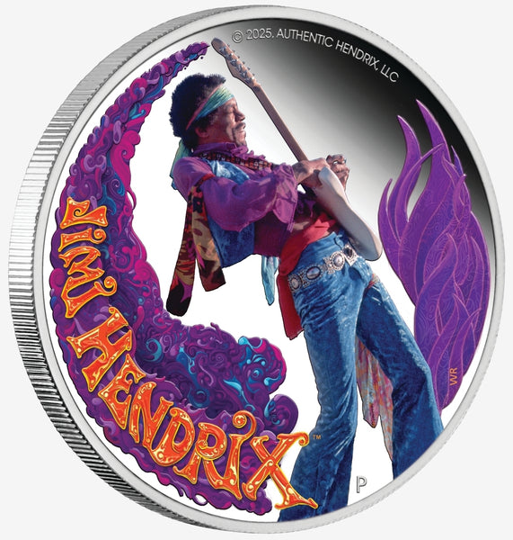 2025 Jimi Hendrix 1oz Silver Proof Coloured Coin