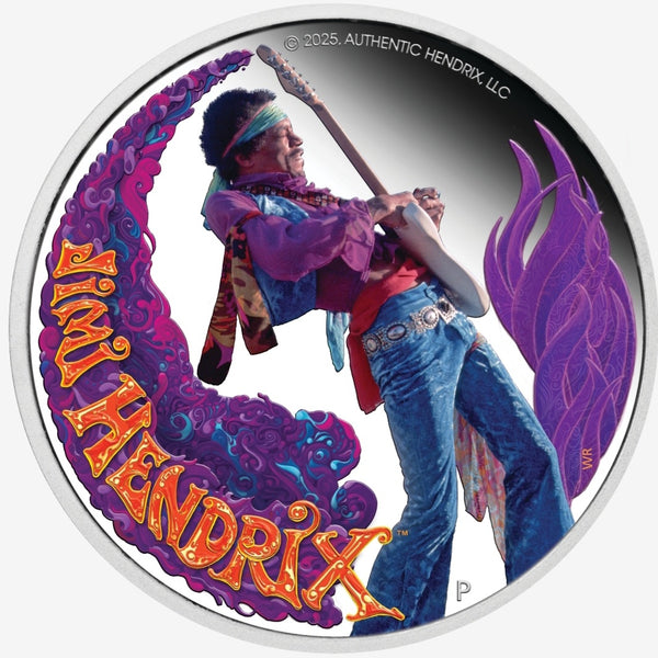 2025 Jimi Hendrix 1oz Silver Proof Coloured Coin