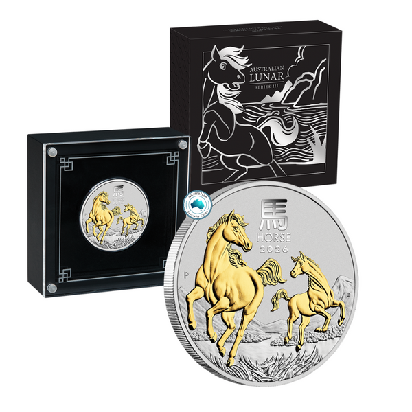 2026 Year of the Horse 1oz Gilded Silver Proof Coin
