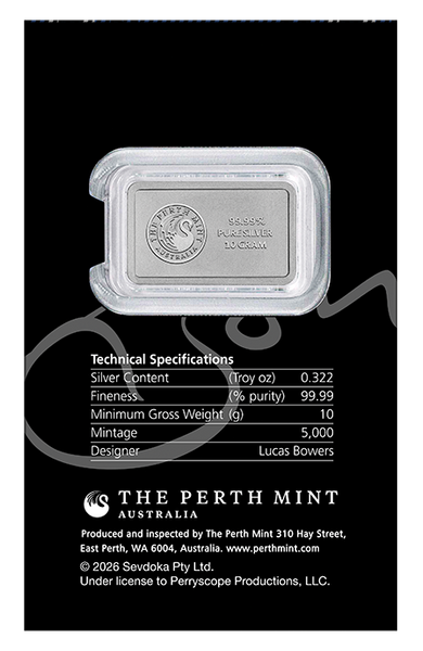 2026 Bon Scott 80th Anniversary 10g Silver Minted Bar in Certi Card