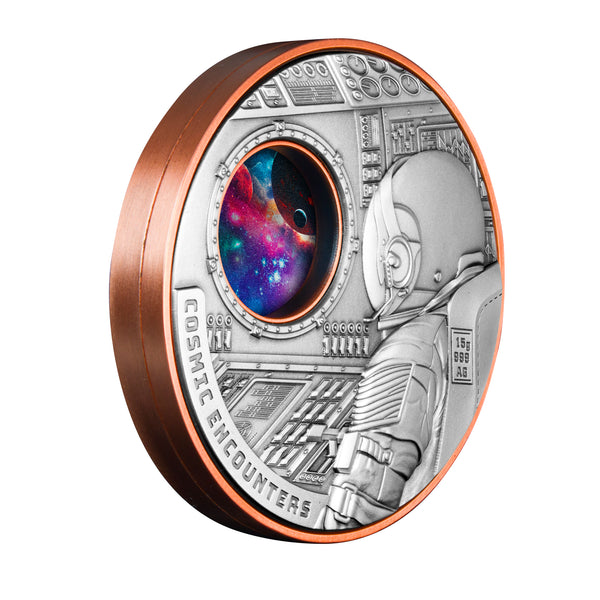 2025 Cosmic Encounters $1 Rotating Silver & Copper Bimetal Antique Coin (Certificate Number 002)