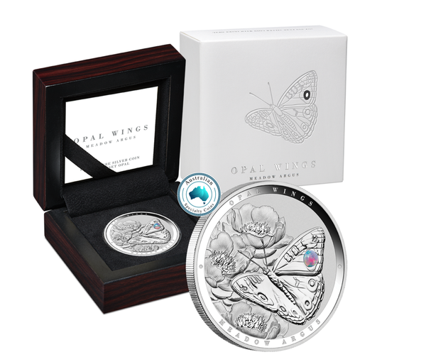 2026 Australian Opal Wings - Meadow Argus 1oz Silver Proof Coin with Opal Insert