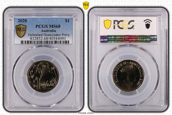 2020 Helmeted Honeyeater Privy $1 Coin - PCGS Grade: MS68