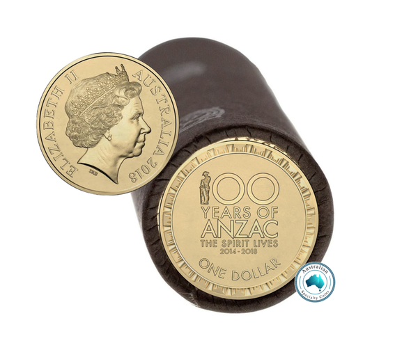 2018 Anzac 100 Years $1 Cotton & Co Coin Roll Includes Protective Tube