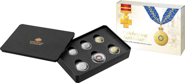 2025 Australian Honours System 6 Coin Proof Set with Coloured 50c