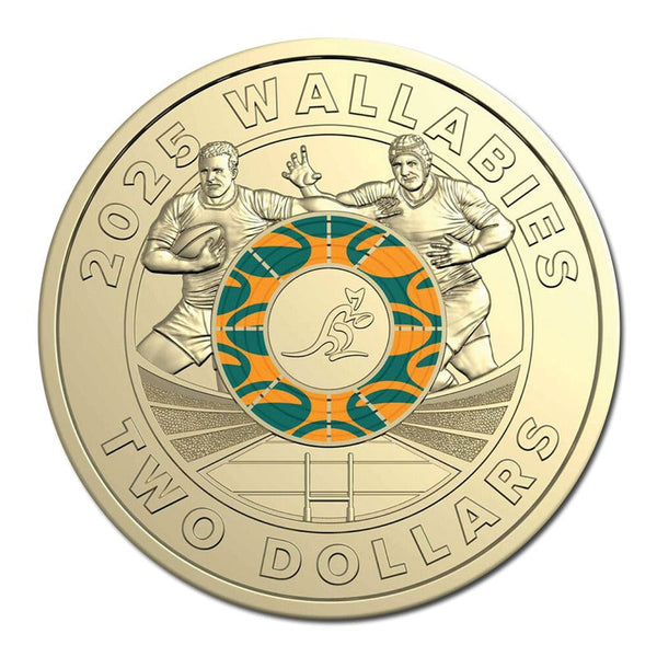 2025 Wallabies & Wallaroos $2 Coloured 2-Coin Set on Card