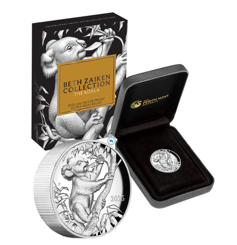 2025 Beth Zaiken Collection The Koala 2oz Silver Proof Ultra High Relief Coin