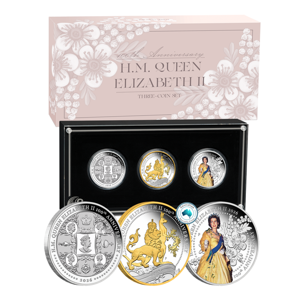 2026 Queen Elizabeth II 100th Birthday 1oz Fine Silver 3-Coin Proof Coin