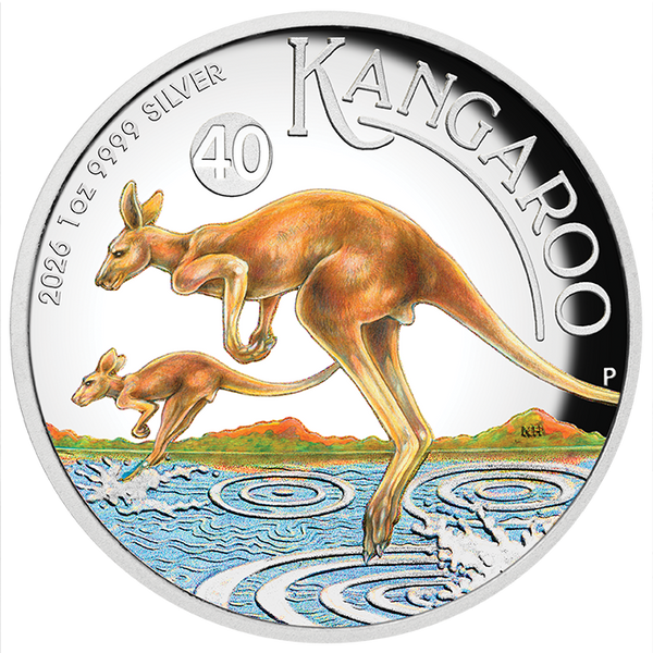 2026 Australian Kangaroo $1 Coloured 1oz Silver Proof High Relief Coin