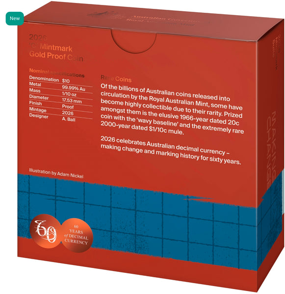 2026 Decimal Currency 60th Anniversary 1/10th Gold Proof Coin