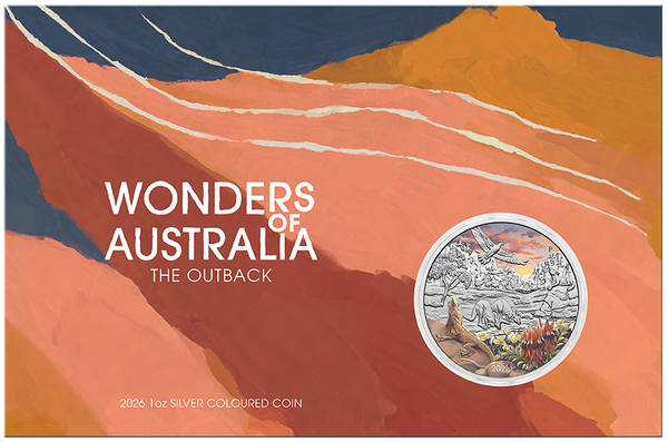 2026 Wonders of Australia 'The Outback' 1oz Coloured Silver Coin on Card