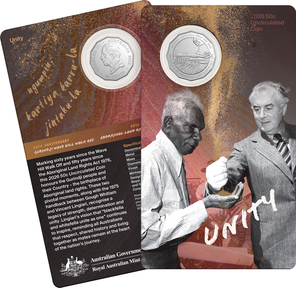 2026 Wave Hill Walk Off 60th Anniversary & Aboriginal Land Rights 50th Anniversary 50c Uncirculated Carded Coin