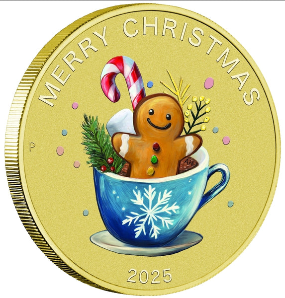 2025 Merry Christmas 'Gingerbread Man' $1 Coloured Coin PNC