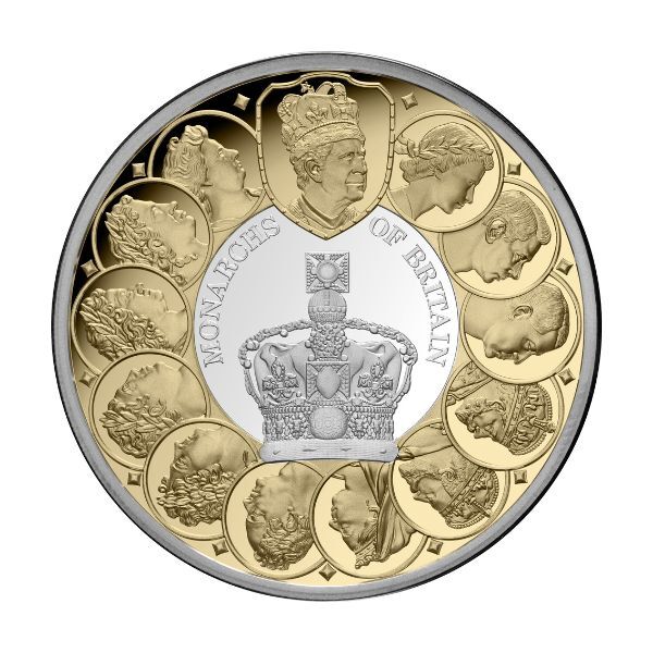 2025 Monarchs of Britain Gold-Plated 1oz Fine Silver Proof Coin